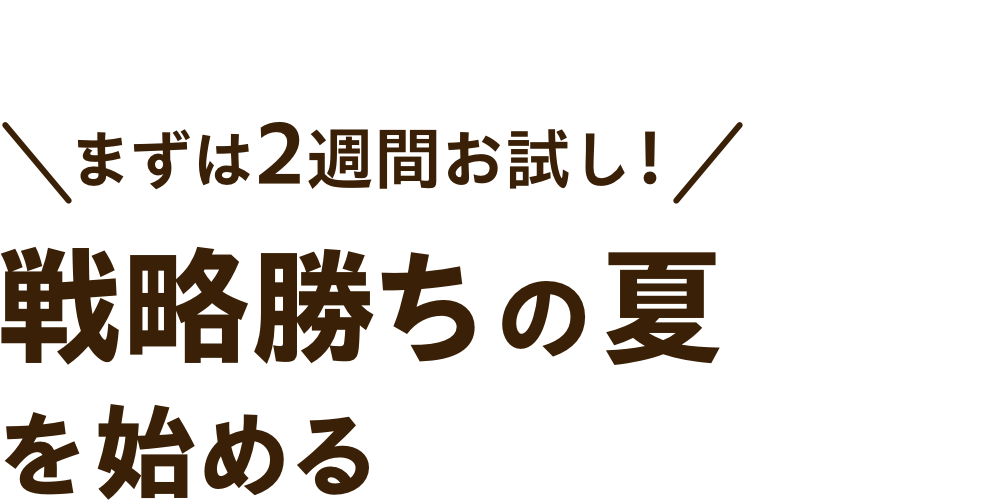 戦略勝ちの夏を始める